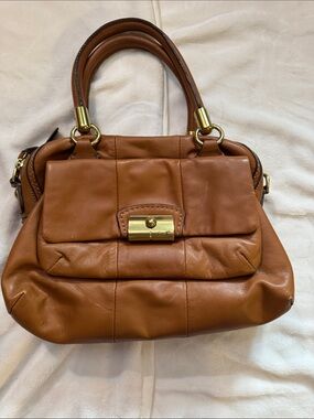 Coach Caramel Brown Leather Shoulder Bag with Gold Hardware